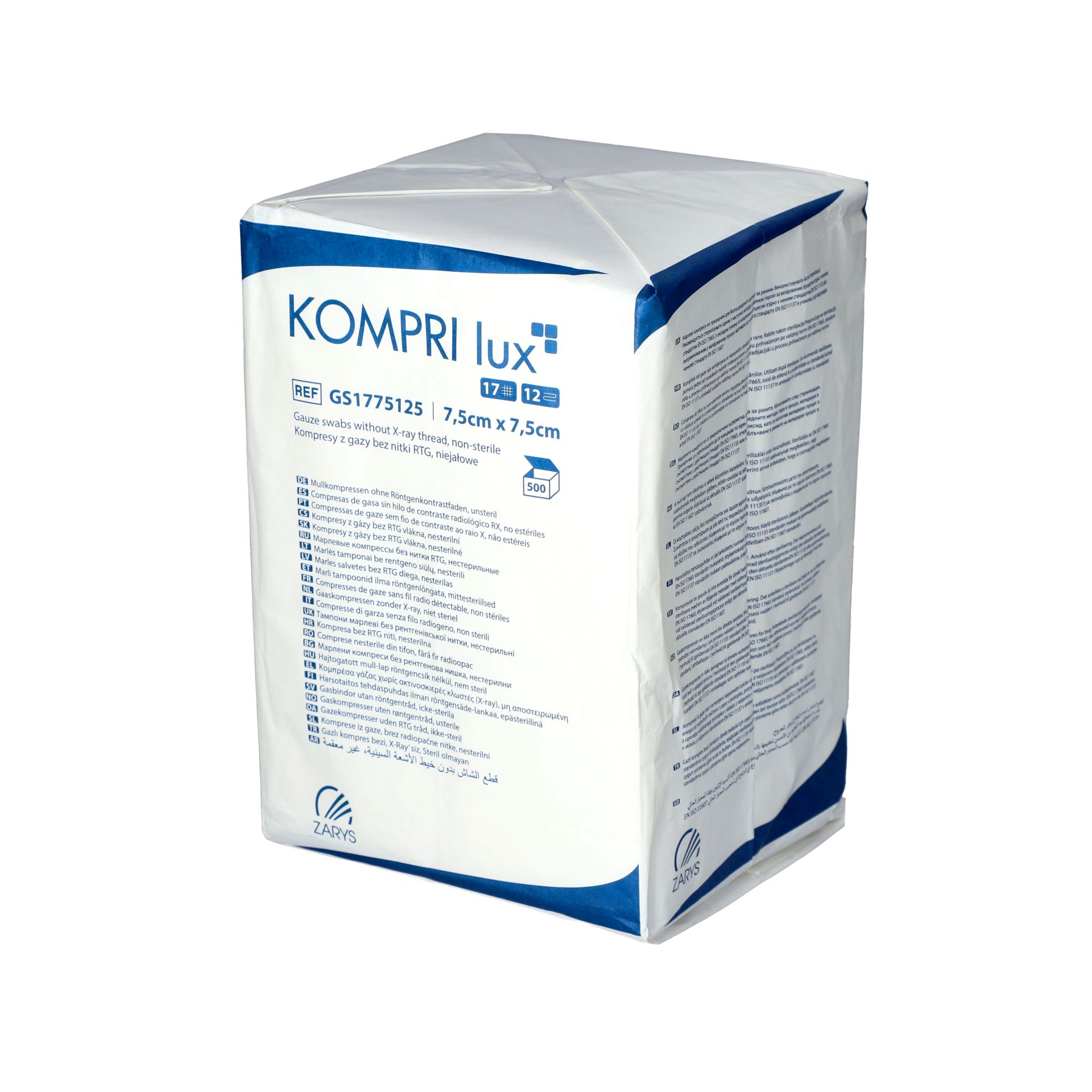 Kompresy gazowe 7,5cm x 7,5cm KOMPRI lux niejałowe Kompresy gazowe 7,5cm x 7,5cm KOMPRI lux niejałowe